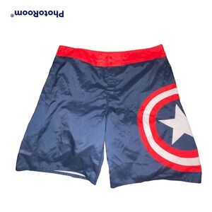 Marvel Captain America Swim Trunks Adult 38 Lined Comics Superhero Summer